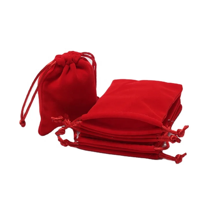 Velvet Bottle Pouches Red Velvet Drawstring Pouch Jewelry Velvet Bag Wash Jewelry Pouch Bag