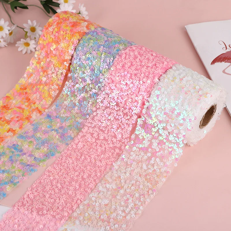 Fashion grosgrain ribbon glitter Hair Accessories Sequin Ribbon For Clothing Dress Girls Hair decorations