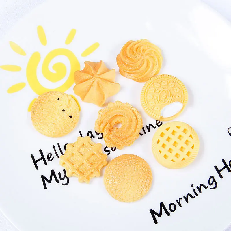 Resin imitation food cookie plastic flat back charms cute slime charms key chain earring accessories phone case direction