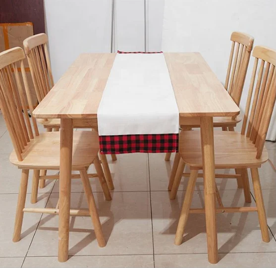 2022 Fancy Christmas Table Decoration Double Sided Buffalo Plaid Christmas Linen Sublimation Blanks Table Runner single layer