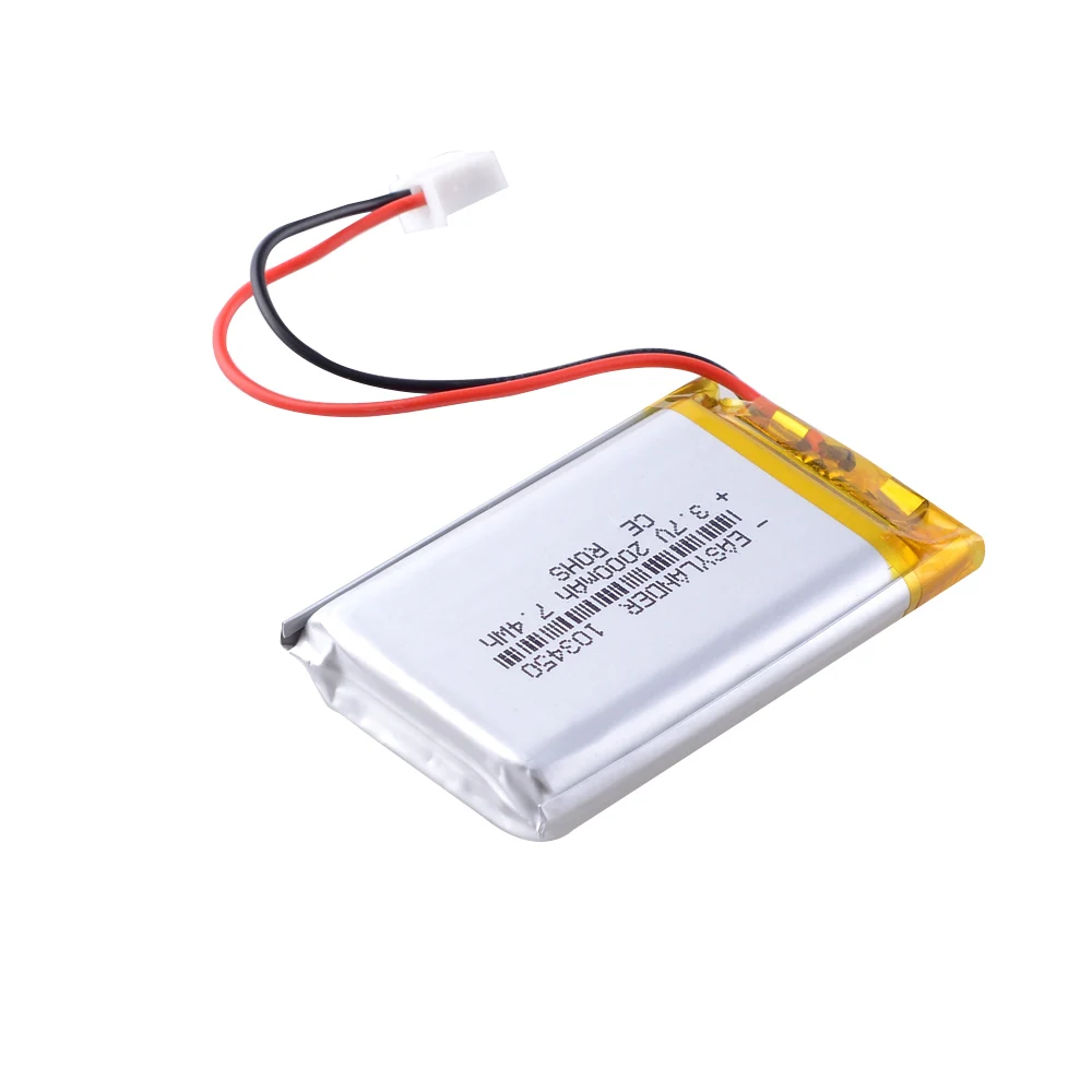 
103450 3.7V 2000mah JSTPH 2.54 2P Connector lithium polymer battery 
