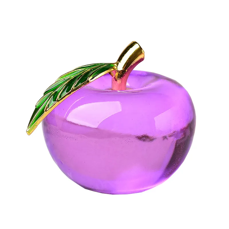 
Crystal Quartz Glass lucency Apple Ornaments Crafts Coloured Glaze Apple for Home Decoration 