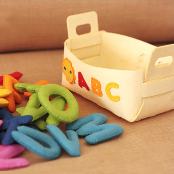 Diy handmade basket children english letters and numbers color toy felt storage basket