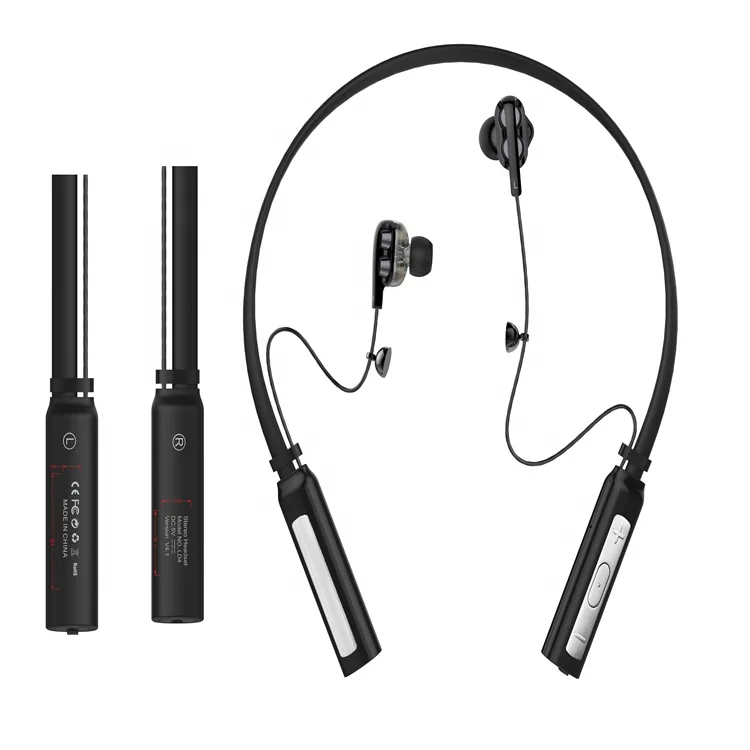 Wholesale Ld4 Dual Speakers Wireless Bluetooth Headset Metal In-Ear Neckband Earphone Headphone
