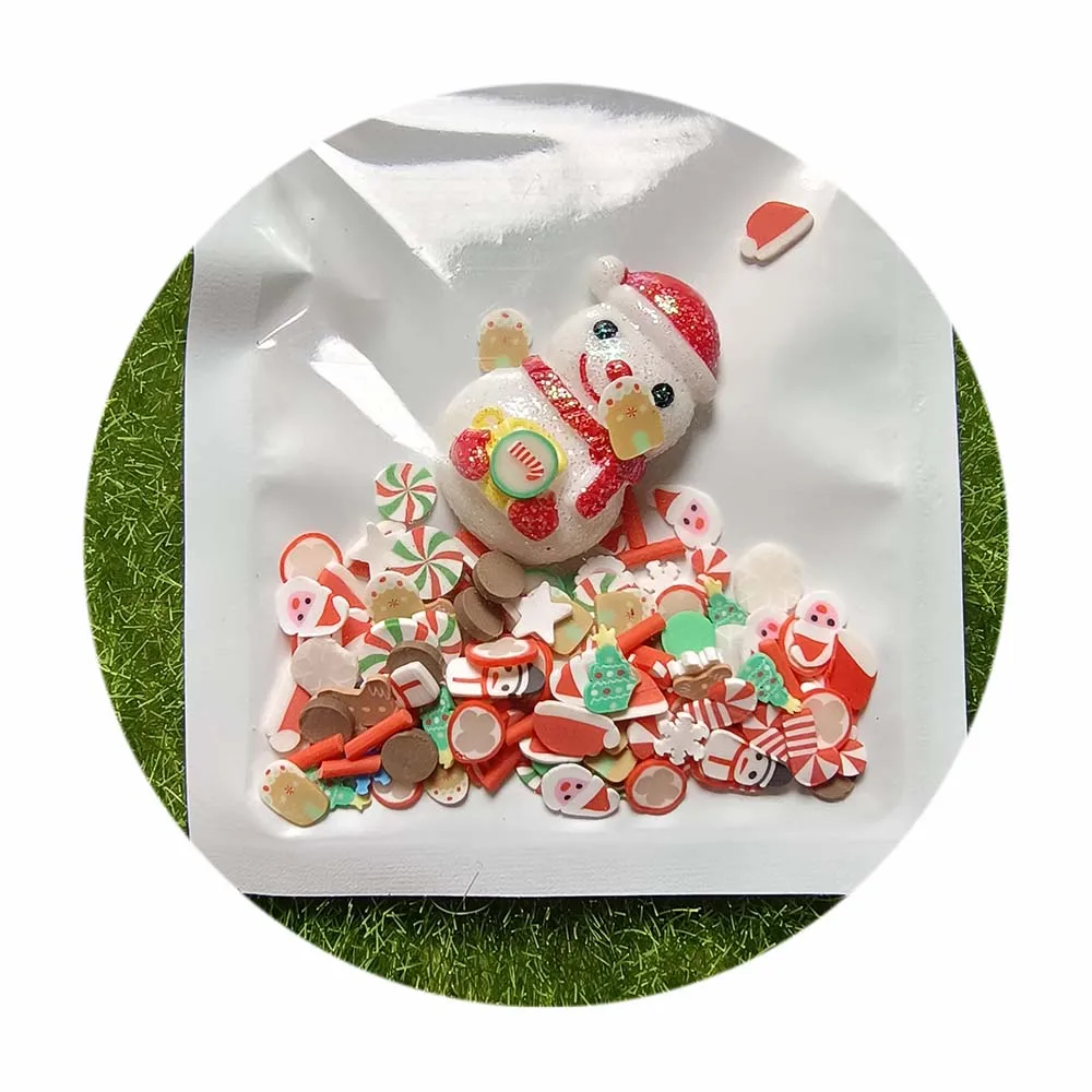 Diy Handmade Products Add Ons Slime Polymer Clay Sprinkles Christmas Clay Slices Hat Gingerbread Candy Can Trees Snowman Charms