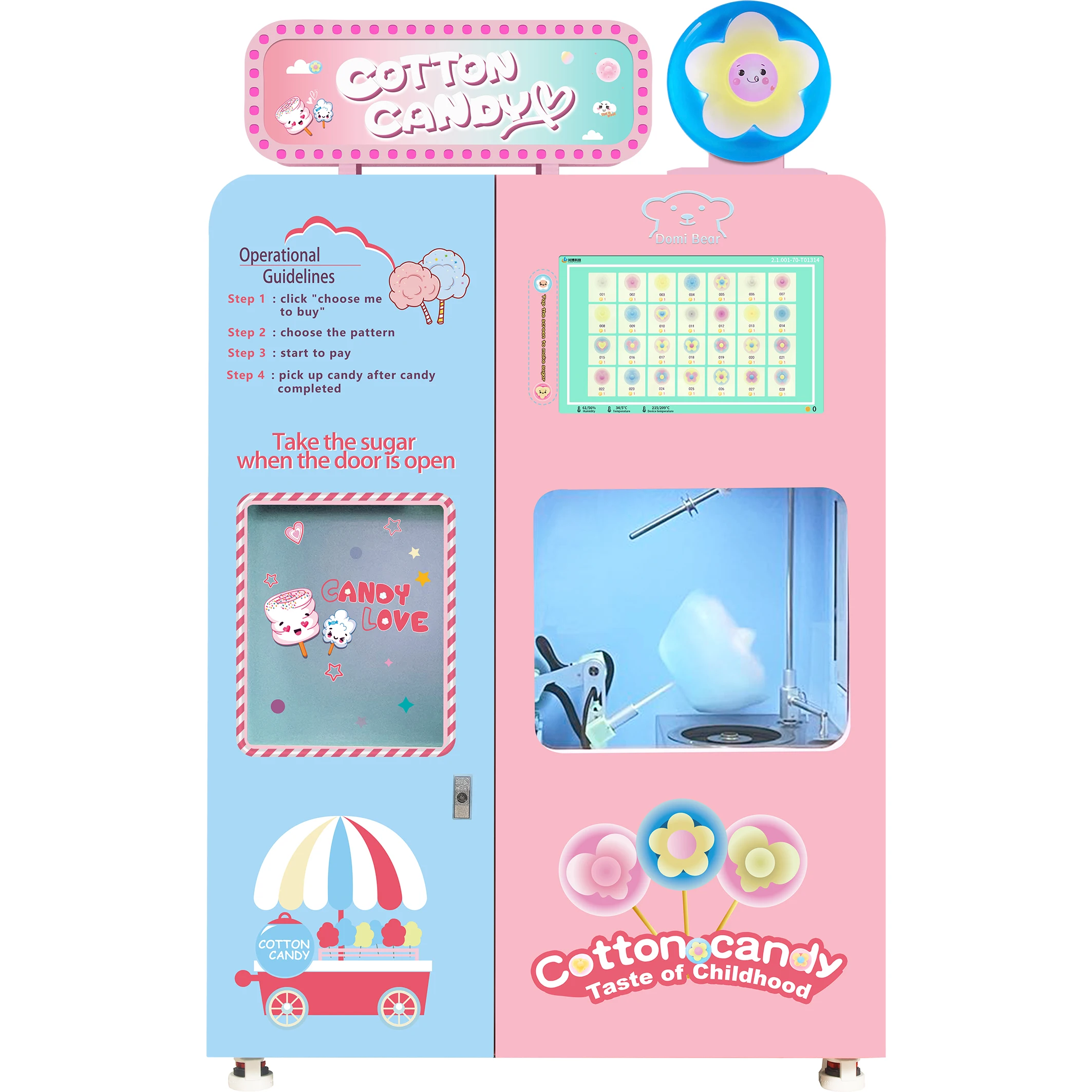 Automatic Commercial Cotton Candy Machine CE Floss Automatic Cotton Candy Vending Machine