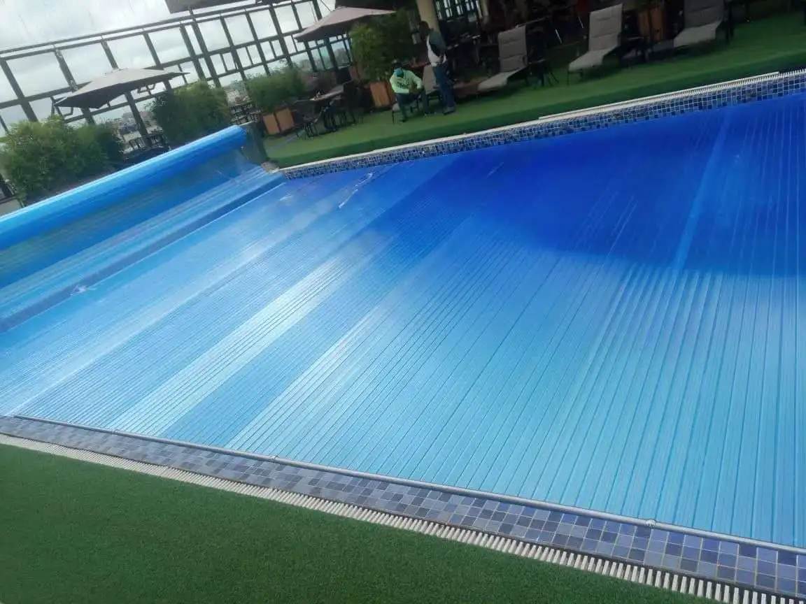 Waterproof IP68 motor hard material pool cover with big LCD display top quality automatic pool cover