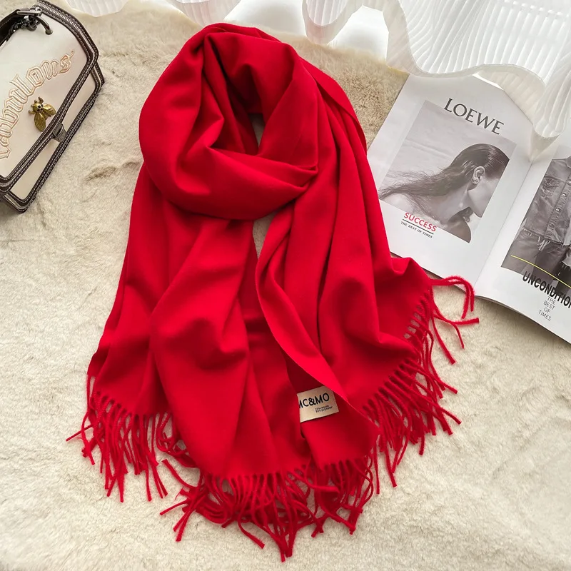 DUOLAI Wholesale Cheap Custom New Design Fashion Knitted Plain Solid Color Women Scarfs Winter Wool Mufflers
