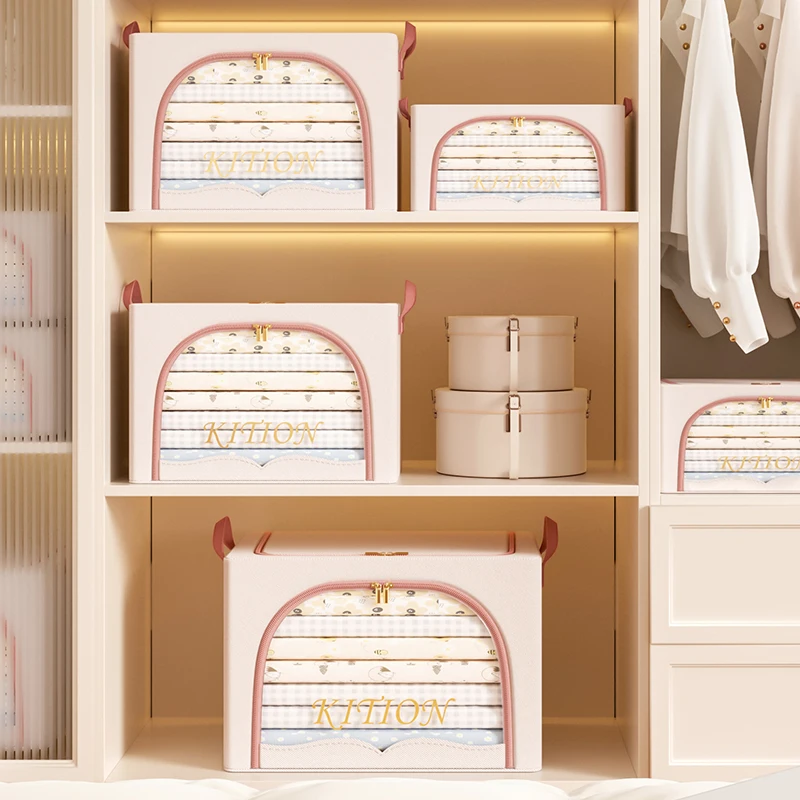 Large Capacity Household  Foldable Storage Box Organizer Steel Frame for Clothes Toys Quilts-Closet Systems & Organizers