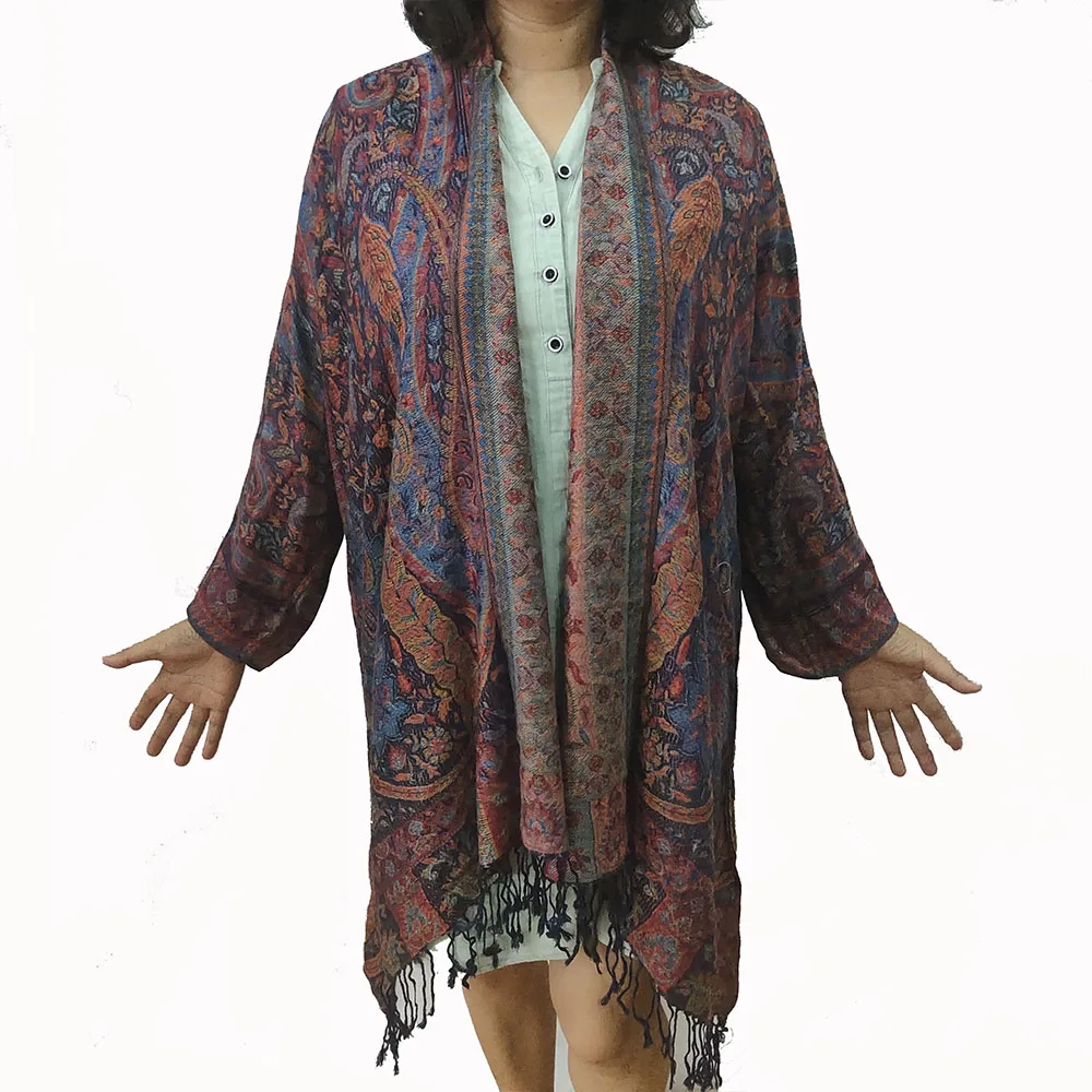 Coloful Pashmina Kimono Wholesale New Designs Paisley Pashmina Softest Wholesale Long Robes for Women