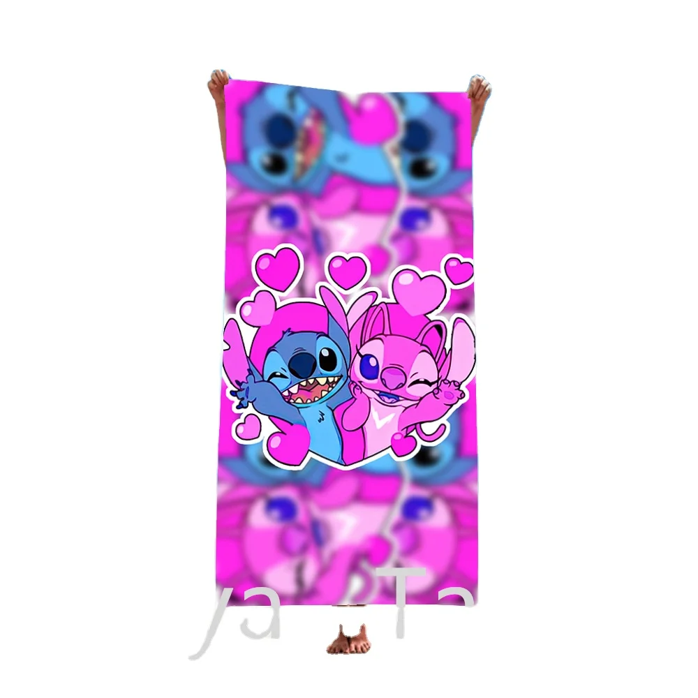 2024 Small Quantity Customized Stitch Beach Towel Customized Printing Cartoon Character Towels kids cartoon bath towel