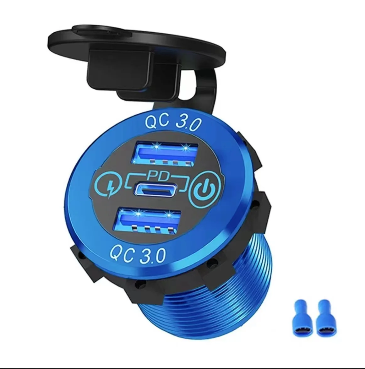 Новый 12 В/24 В тройной разъем USB гнездовой металлический 60 Вт USB-C многофункциональный разъем автомобильного зарядного устройства Type-C/PD3.0 и два порта QC3.0 с сенсорным переключателем