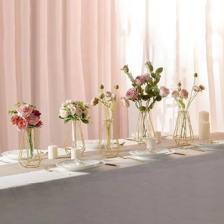 Home Decor Ideas Table Vase Gold Bud Vases for Wedding Center Piece Metal Vases