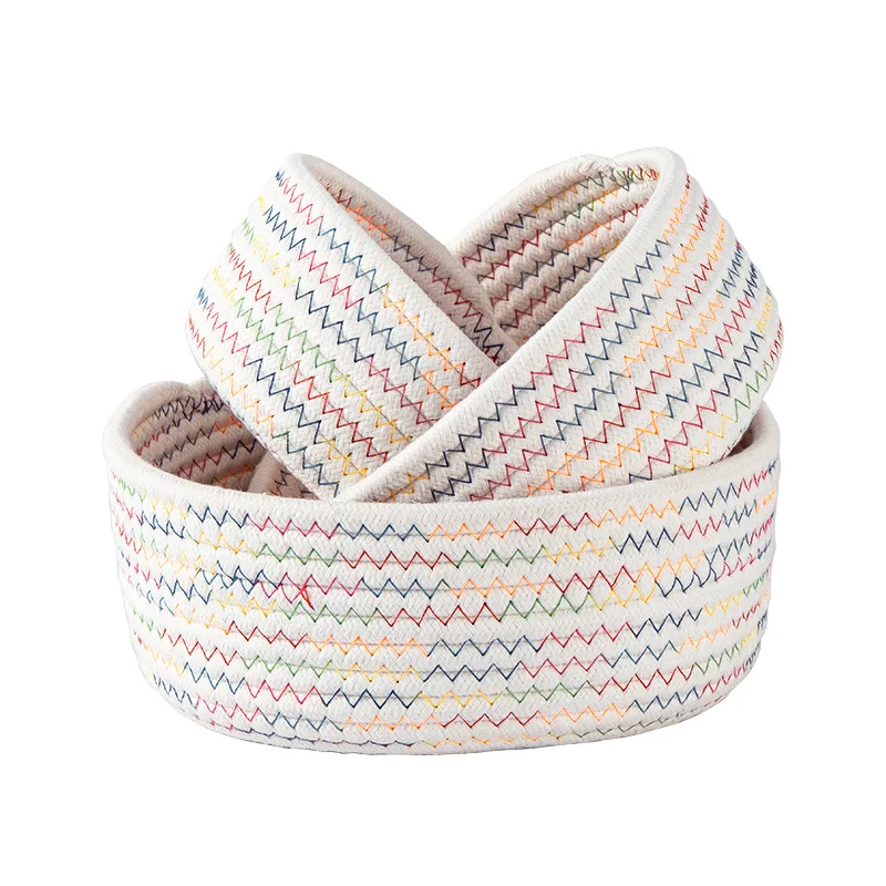 Cotton rope  storage basket cosmetics jewelry desktop storage basket sundry organizing basket