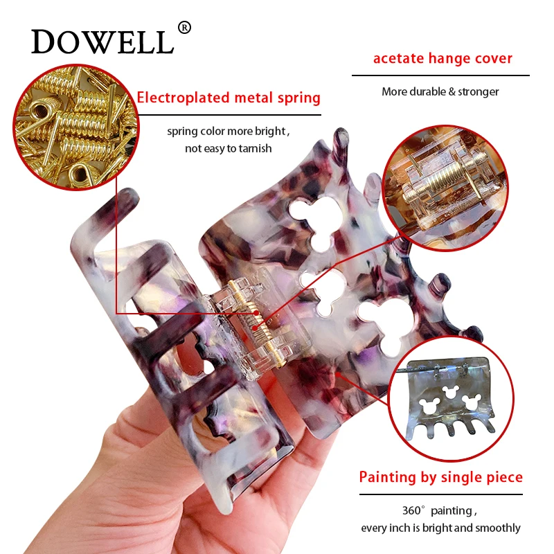 Dowell Acetic acid board hollowed out cartoon mouse hair clip curly hair grip clip medium size back head