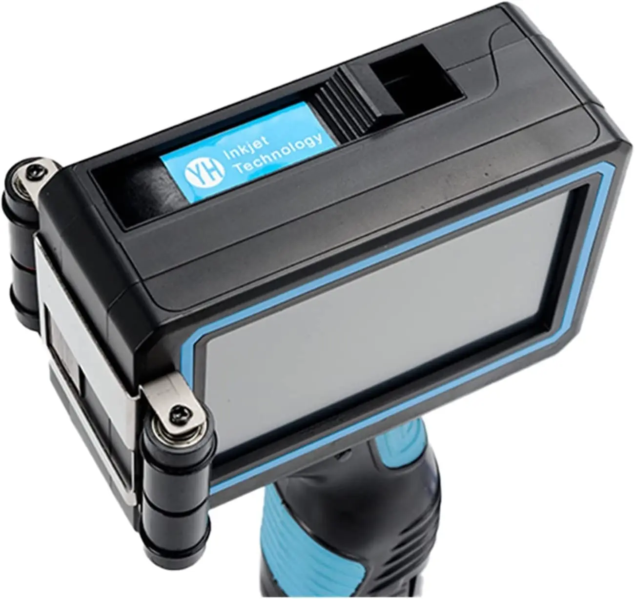 Conveyor with hand held printer machine for rice sack can line table with date printer