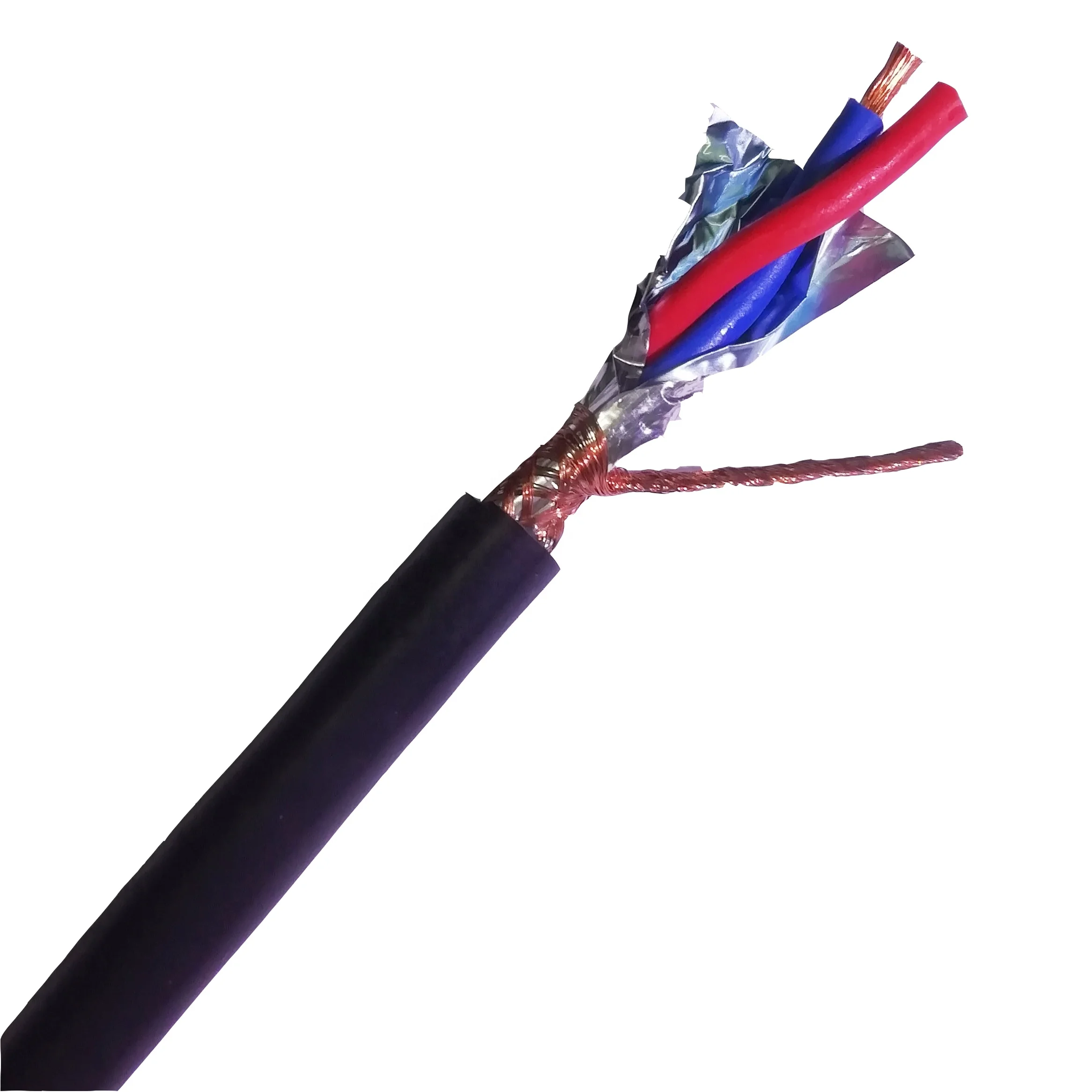 
Cable 2 Core Pair Stranded Shielded Wire Type OD6.5 Shielded Control Signal Transmission RVVPS Cable 