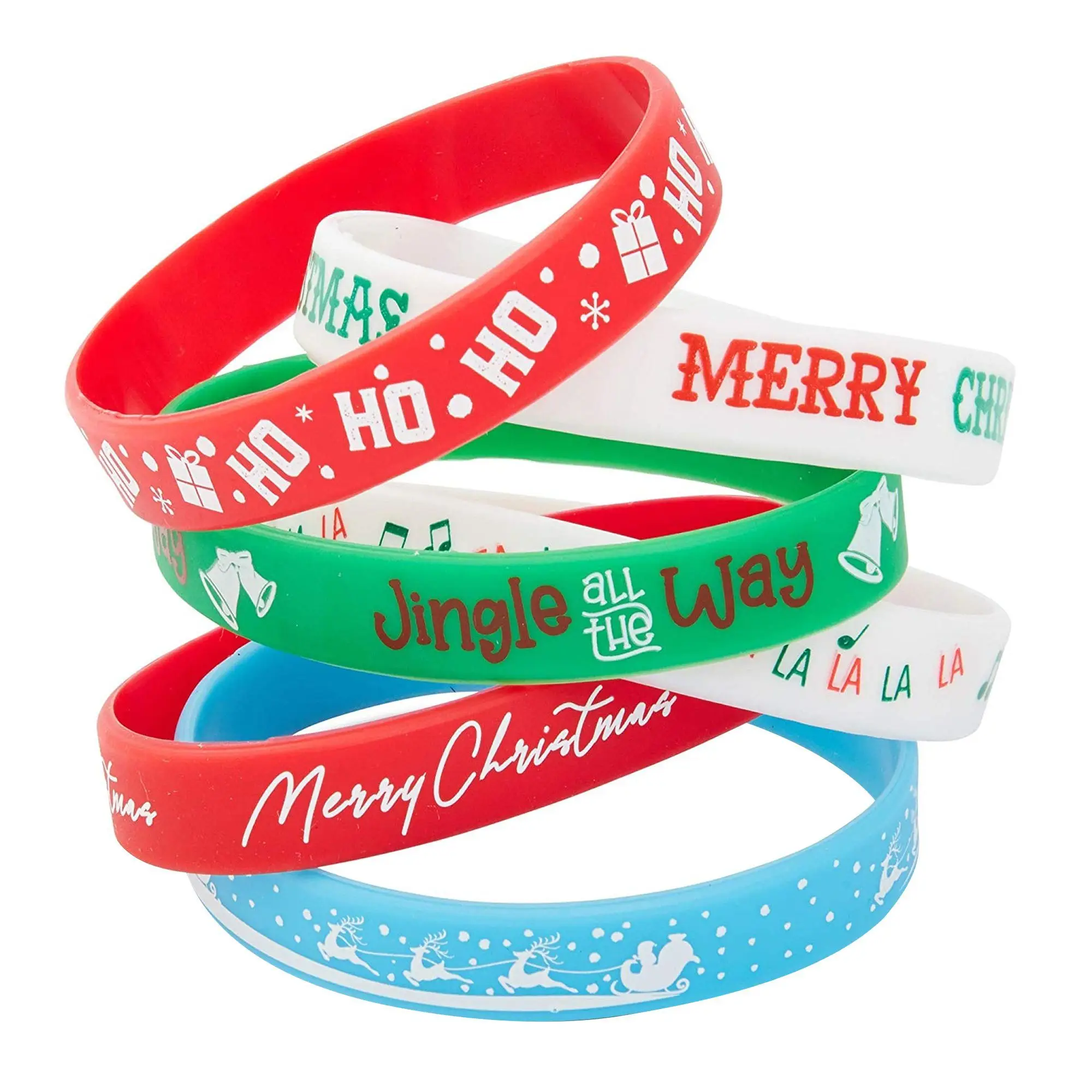 navidad productos novedosos 2023 hot sale Merry Christmas custom printing 3d logo Silicone Bracelets wristband