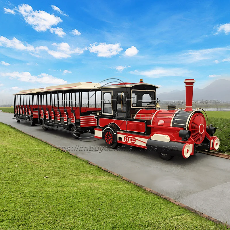 Factory Price Luxury 42 Seats 1 Locomotive & 2 Carriages Diesel Tourist Trackless Train For Sale