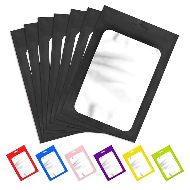 Colorful Mylar Bags Ziplock Hang Bag for Jewelry Display Packaging Self Sealing Foil Pouch