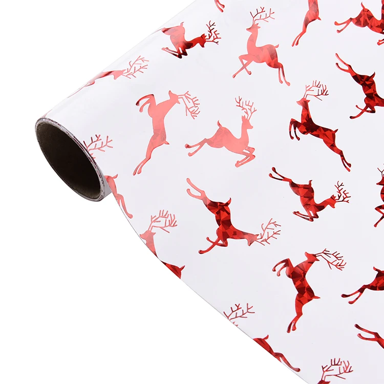 Bronzing Light Red Christmas Elk Gift Wrapping Paper Festival Birthday Gift Box Packing Paper