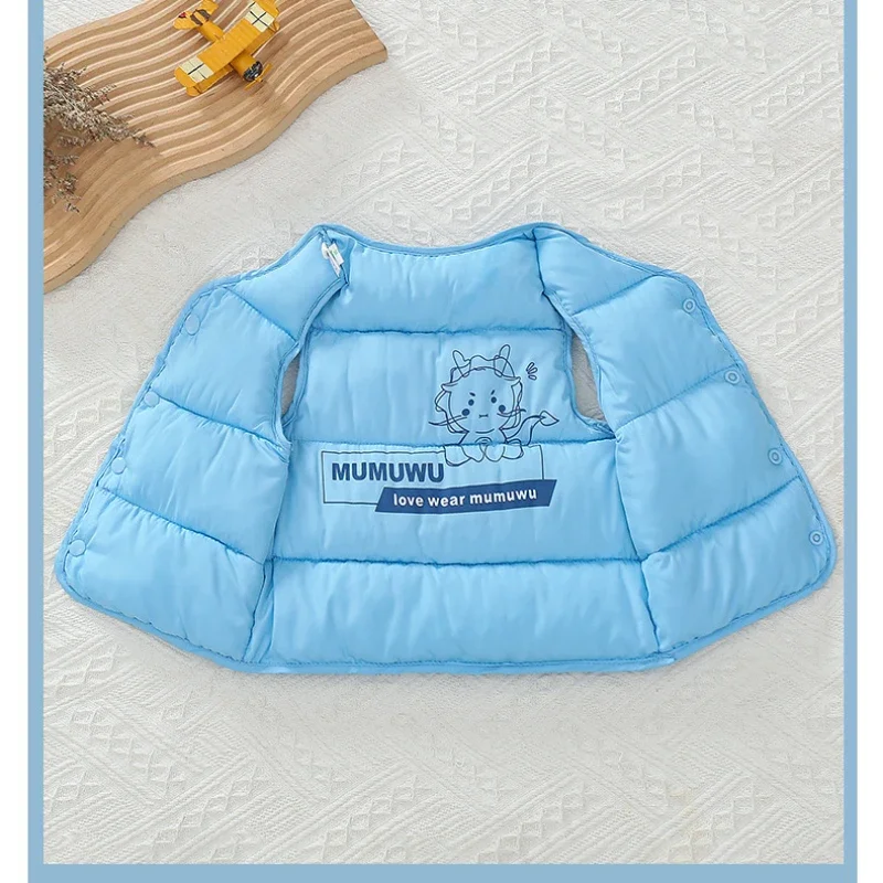 Baby Girls Boys Down Vest Kids Cartoon Sleeveless Waistcoat Toddler Outerwear 2025 Autumn Winter Children Clothing Korean Style