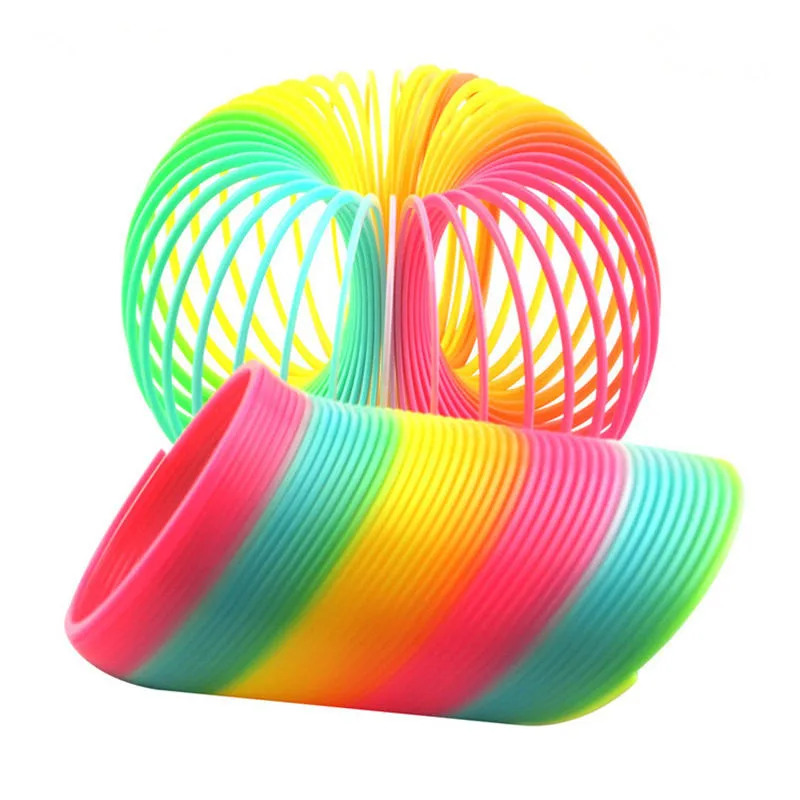 Wholesales Other Classic Toys Folding Plastic Spring Coil Rainbow Coiled Spring Jumping Toy