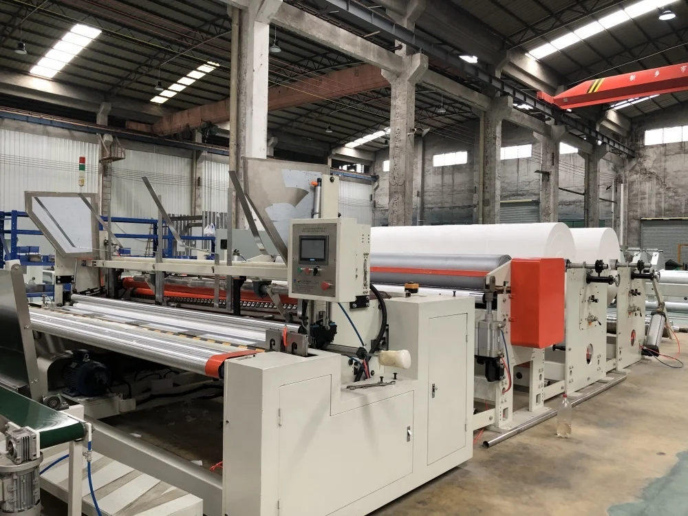 450m High Speed China Brand Non-stop Perforating Toilet Paper Rewinding Machine Embossed  toilet paper production machine