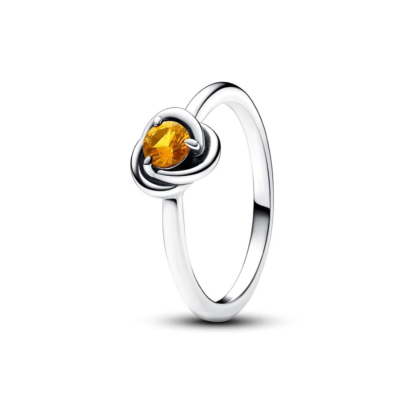 New 925 Sterling Silver 12 Colors Months Birthstone Eternity Circle DIY Rings Original Pan Fine Women Jewelry Birthday Gift