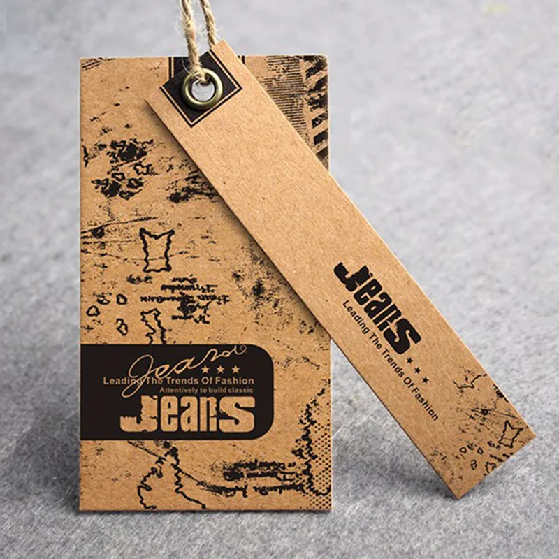 China luxury coated paper printed hang tag for jeans garment template T-shirt hang tag labels