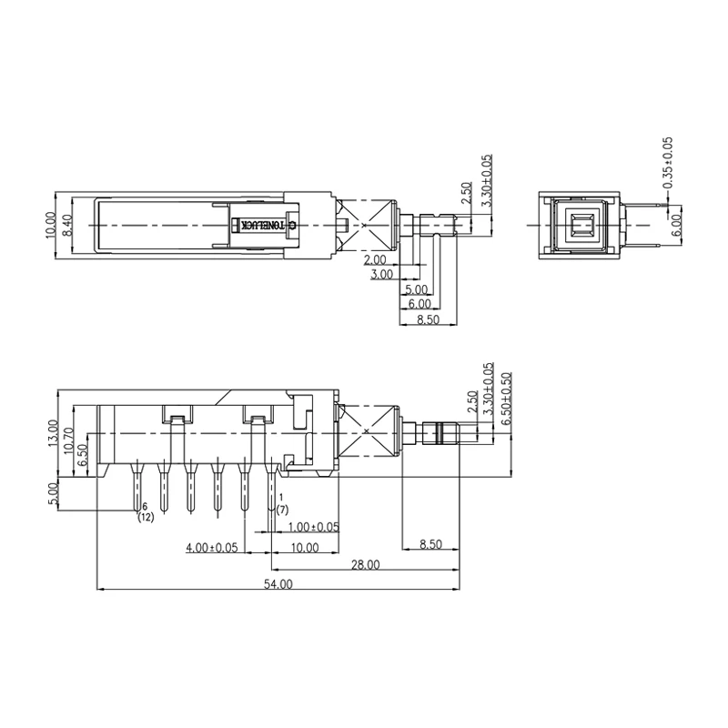 TONELUCK PBA-S4AF1 0.1A 30VDC Blue Handle Straight Key Switch Range Hood Push Button Switch
