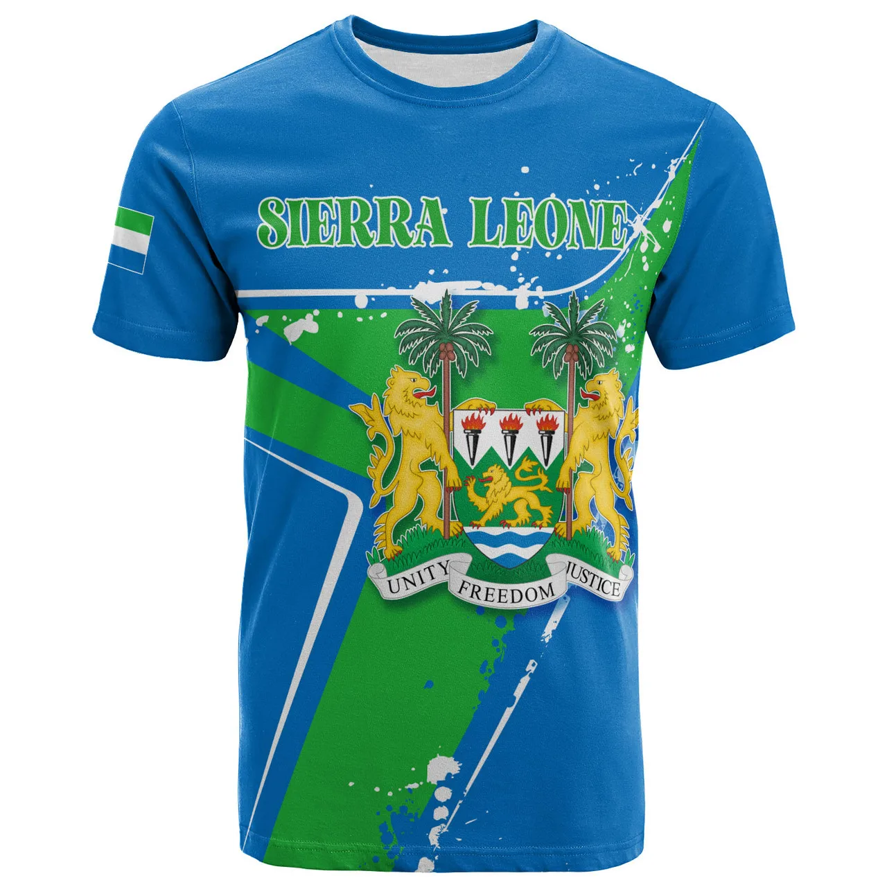 All Over Print Custom 6XL Men Shirt Oversized Streetwear Men Polyester Tops Sierra Leone Logo Printed T Shirt Wholesale