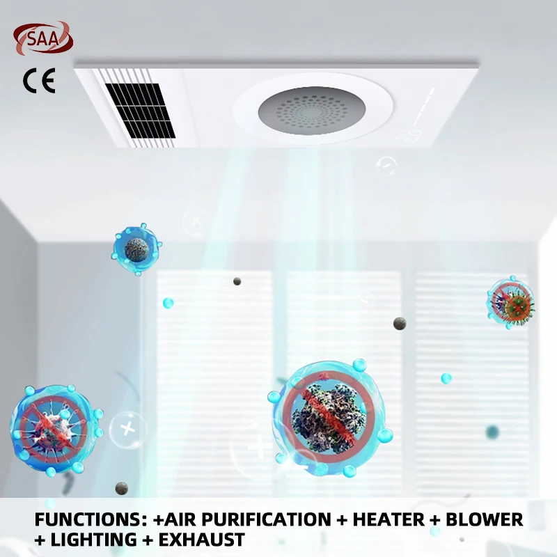 SAA CE Authenticated Multifunctional LED Blowing Exhaust Fan for Bathroom & Kitchen Ceiling Installation Wholesale Household Use