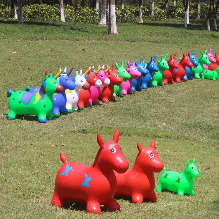 PVC inflatable jumping horse for children, unicorn jumping horse toys inflatable riding toys