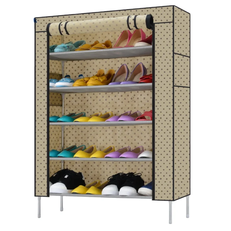 6 tire non-slip fabric frame high heels shoes rack for sales