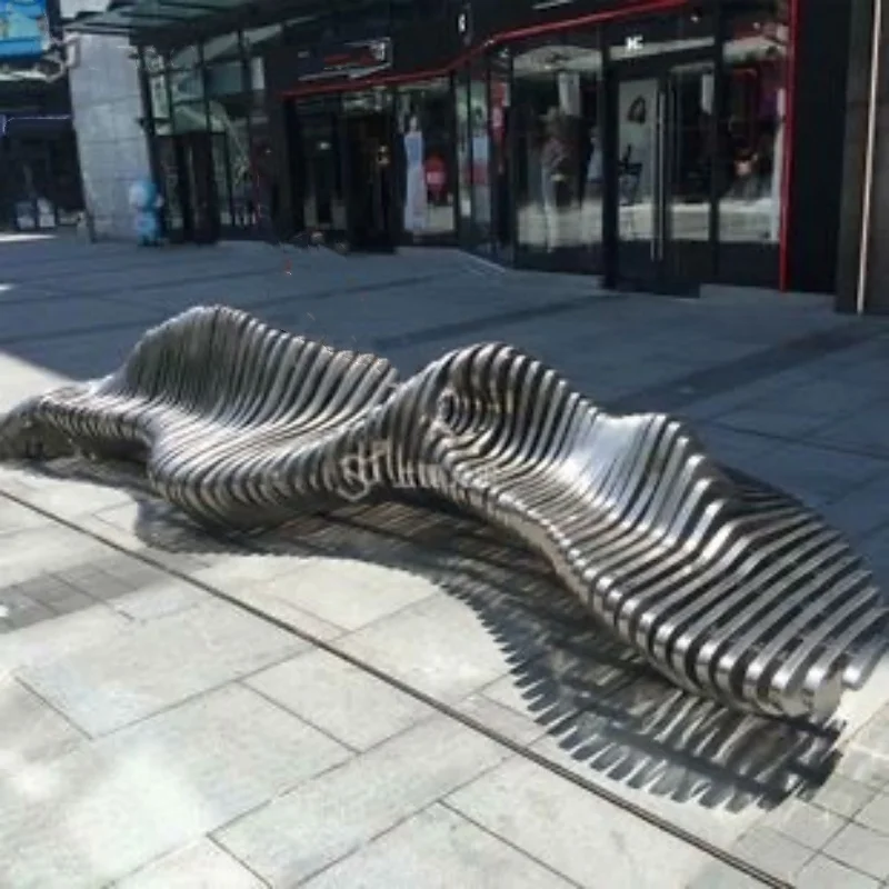 Factory Customized Stainless Steel  Modern Garden Park Decoration Metal Crafts Stainless Steel Rockery Chair Sculpture