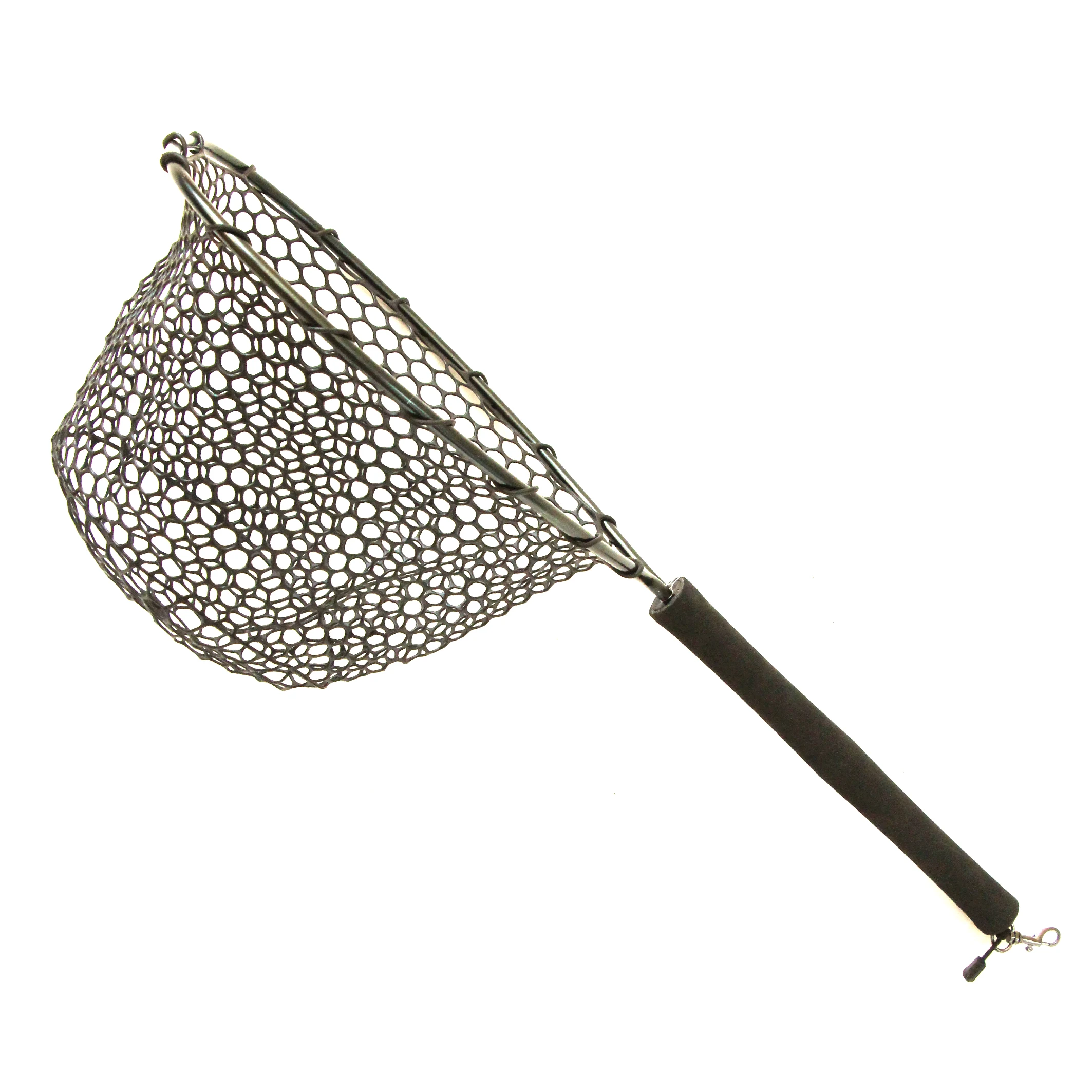 Selco 40cm Fish Landing Net  Rubber Sinking Coating Mesh  Handle with Elastic Rope Fishing Mesh fly fishing Landing Net Rubber