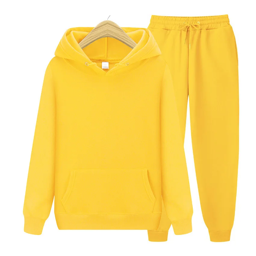  Custom Logo Women/Men Winter Long Sleeve Crew Neck Hoodie Top Causal Trousers Set Fashion Latest Design Tracksuit 15