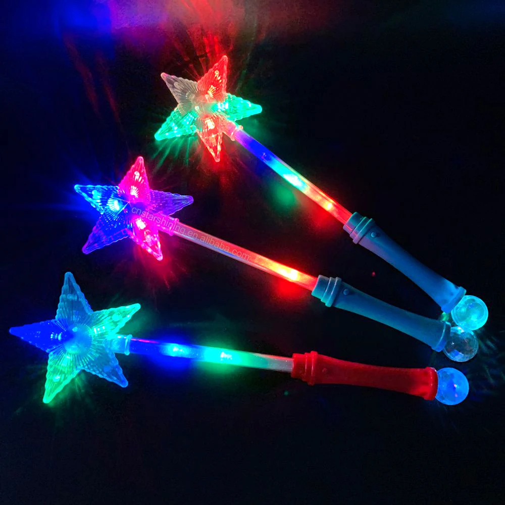 OEM star shape fairy magic hand wand custom LOGO multi color LED light stick for party festival concert