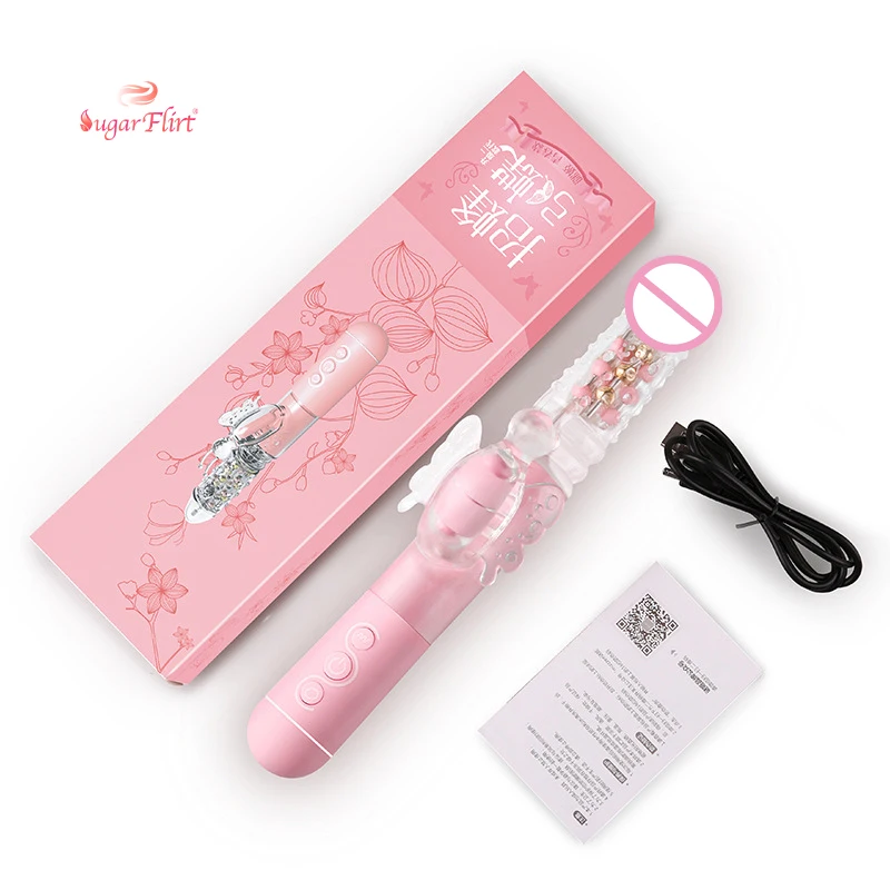 New Amazon Hot Sale Woman Sex Toy Vagina Vibrator Dildo Telescopic Rotation Stimulation g-Spot Rabbit Vibrator