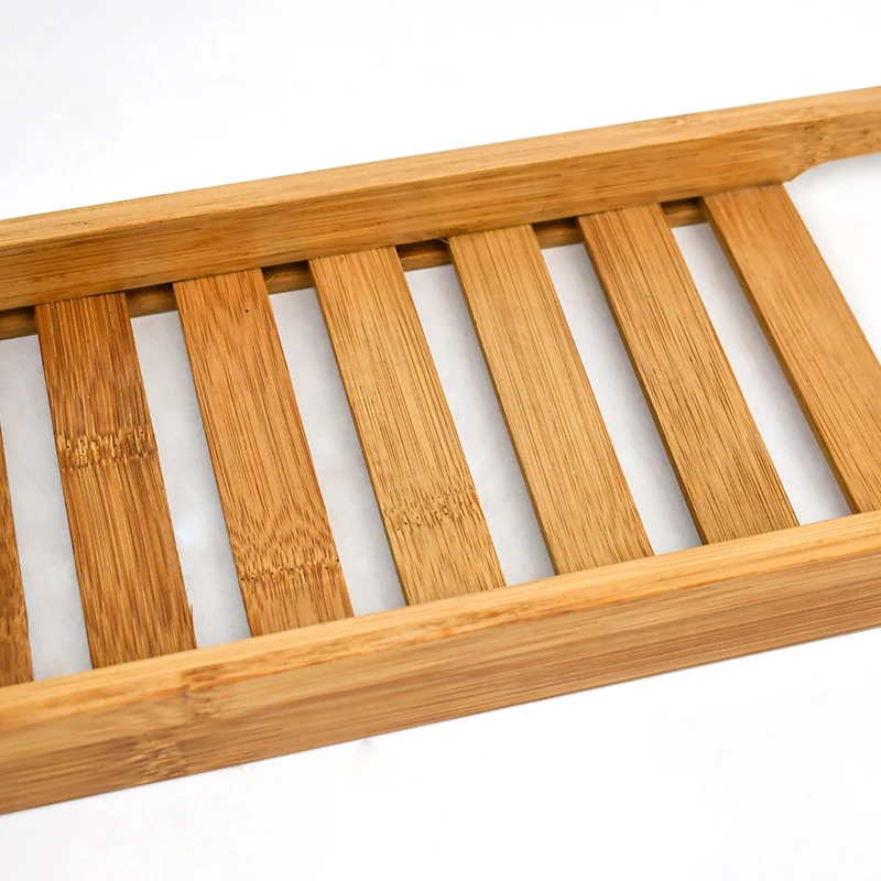 Customized Logo bamboo Bathtub caddy plain tray rack Wood bath tray table board low price wooden bathroom tray for counter