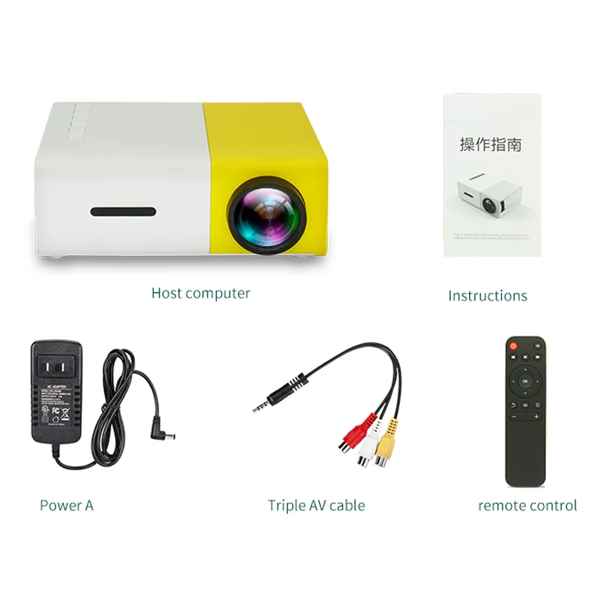 High Quality Focus Lens YG300 Portable LCD Mini Projectors 1080p 1800ansi Lumens LED Lamp