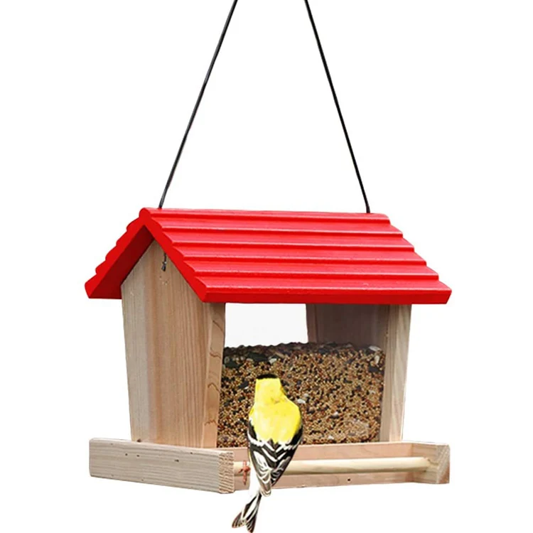 Outdoor porch decoration wooden bird feeder for wooden bird cardinal large bird