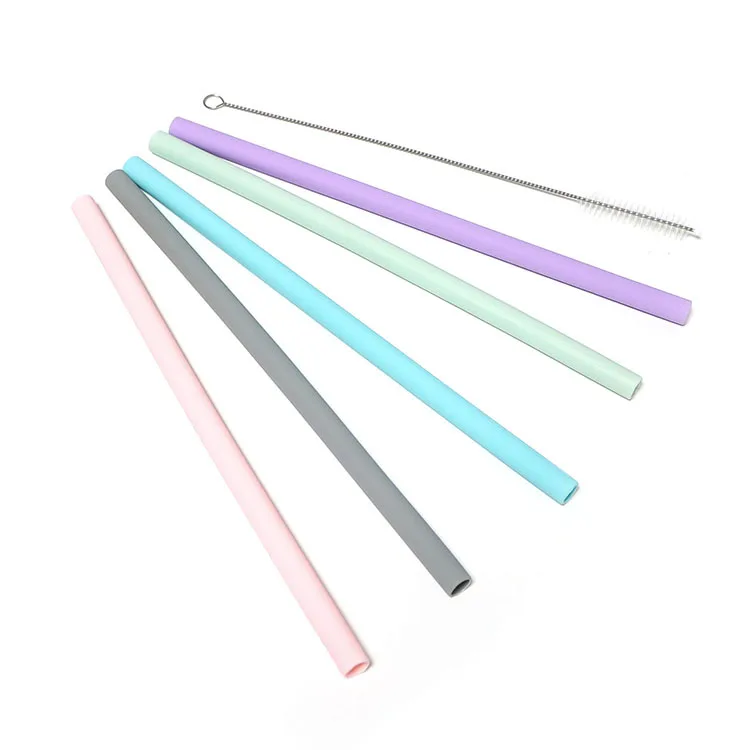 Reusable Flexible Silicone Fold Adult Child Reusable Eco-Friendly Silicone Drinking Straw Sets