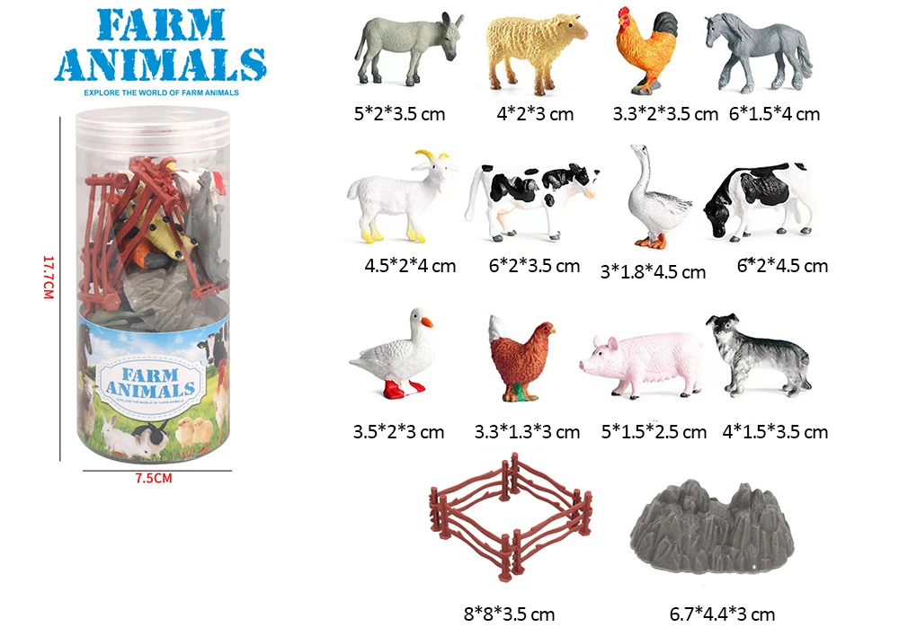 Accept custom PET tube mini plastic farm animal toy