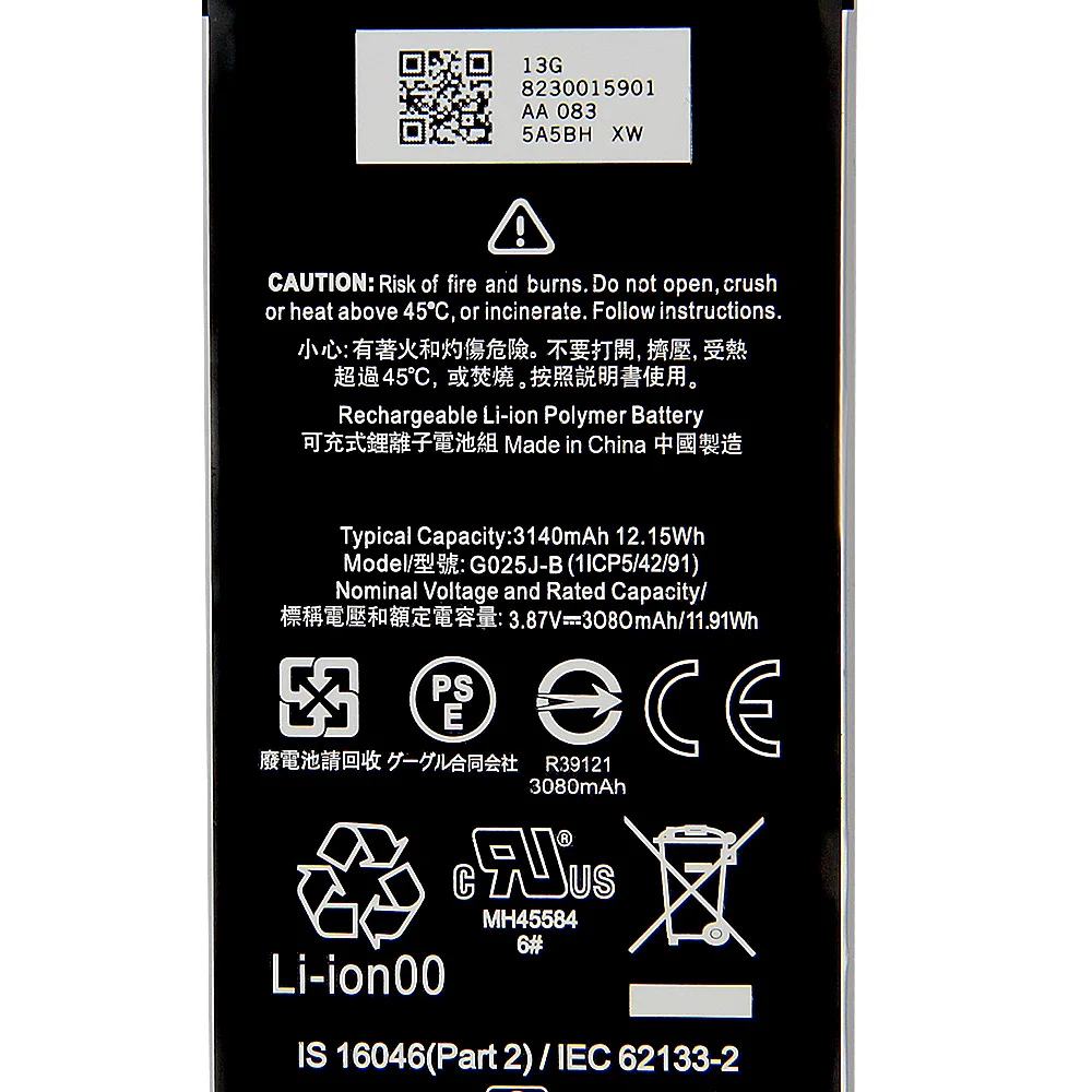 Rechargeable Li-ion Polymer Battery G025J-B For Google Pixel 4A Pixel4A Phone Batteries 3.87V 3140mAh