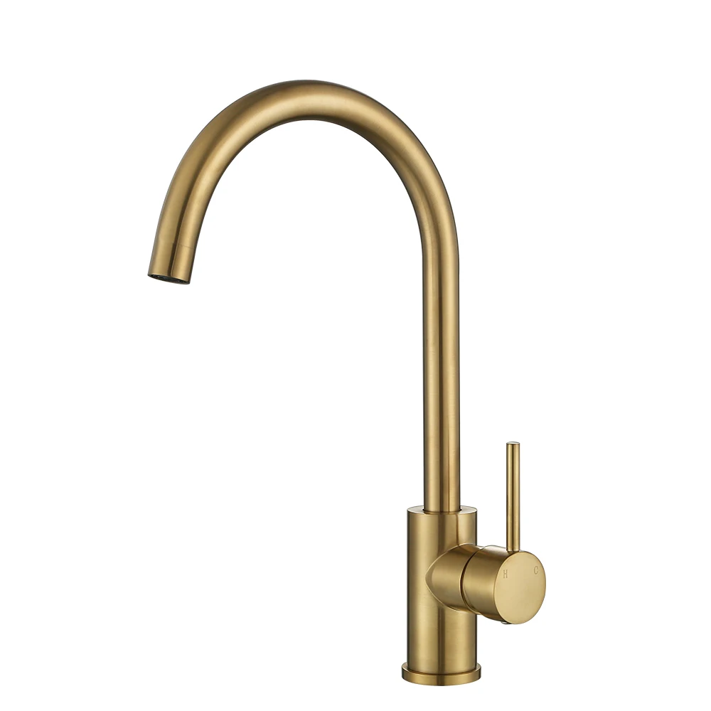 
OEM ODM Luxury Bar Sink Mixer Taps 360 Rotation Gooseneck Spout Hot And Cold Golden Copper Kitchen Faucet 