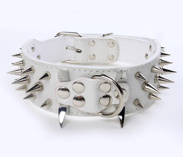 Sharp Spiked Studded PU Leather Dog Collars Pitbull Bulldog Big Dog Collar Adjustable hunter For Medium Large Dogs Boxer