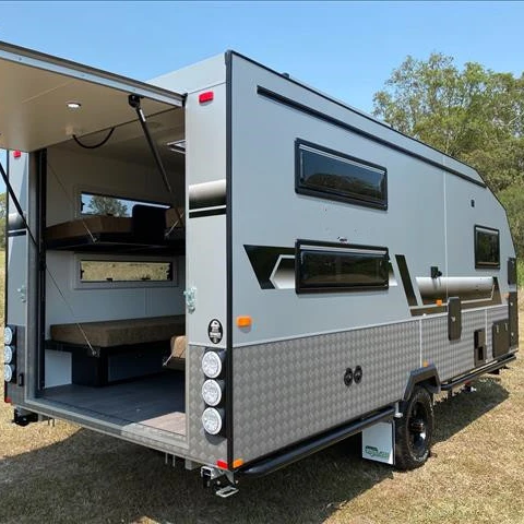 
Half ton basic rv motorhome caravan camper toy hauler with 6 full bathrooms 