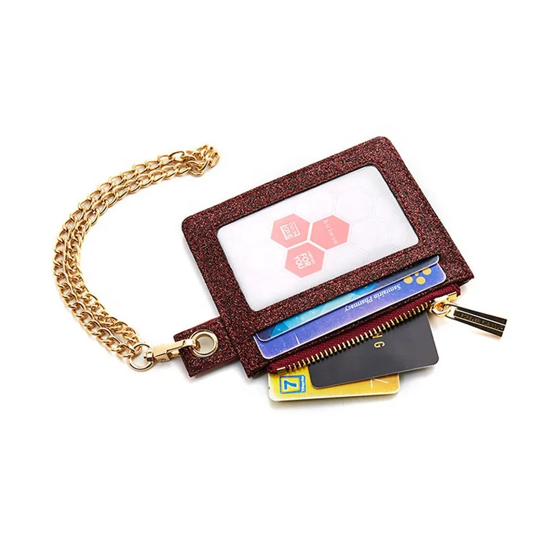 
Wholesale Mini Shiny Zipper Keychain Strap Portable Laser PU Leather Wallet Ladies Waterproof keychain card wallets for women 